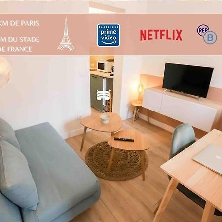 Appart' Hotel Pink Cosy 5Min Rer Proche Paris โอแบวีลีเย ภายนอก รูปภาพ